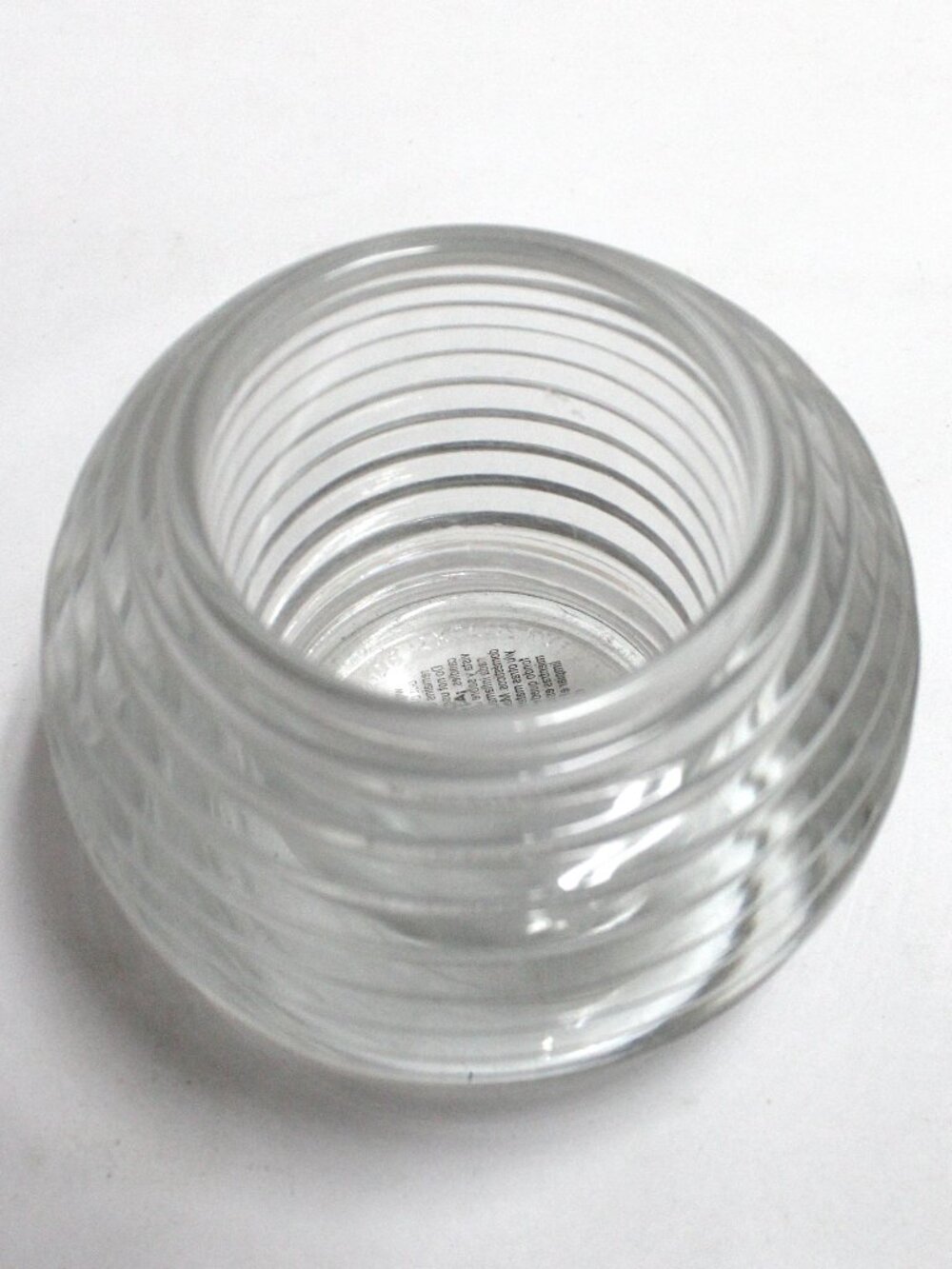 Heavy Clear Glass Vintage Home Interiors & Gifts Round Ribbed Candle Holder